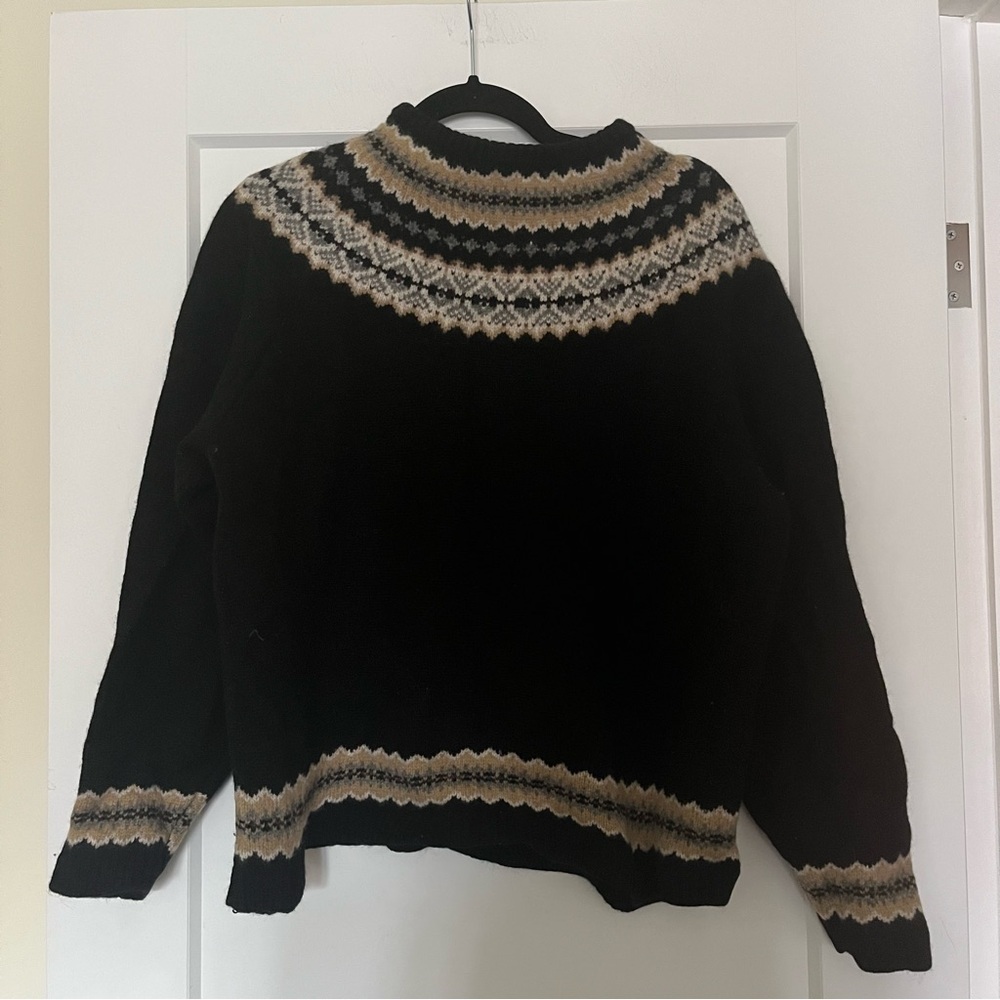 Eddie Bauer Collectibles Handknit 💯 Wool Chunky Fairisle Sweater